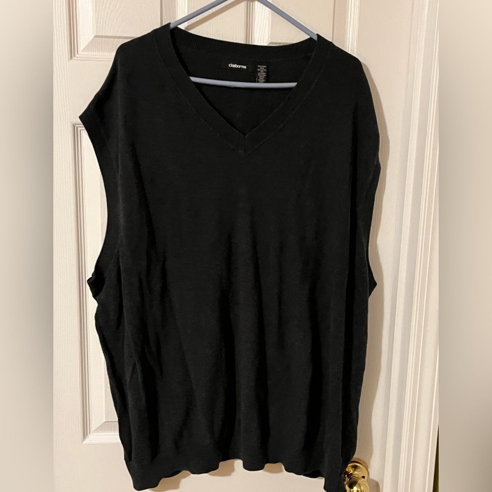 Claiborne Big and Tall Size 4XLT Charcoal Grey Sweater Vest